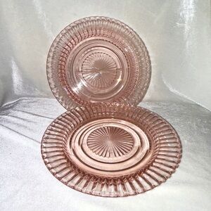 Anchor Hocking Queen Mary luncheon plates , pink depression glass